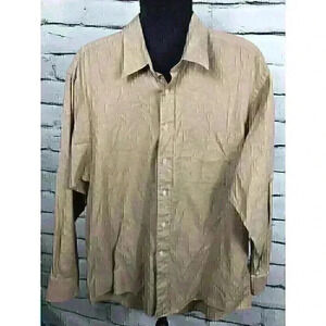 Valentino Uomo Shirt Mens 17.5 34-35 Tan Button Down Cotton Long Sleeve Shirt